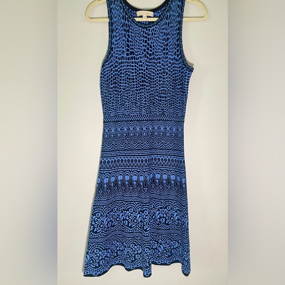 Etcetera Sleeveless Blue and Black Midi Dress - Picture 1 of 9